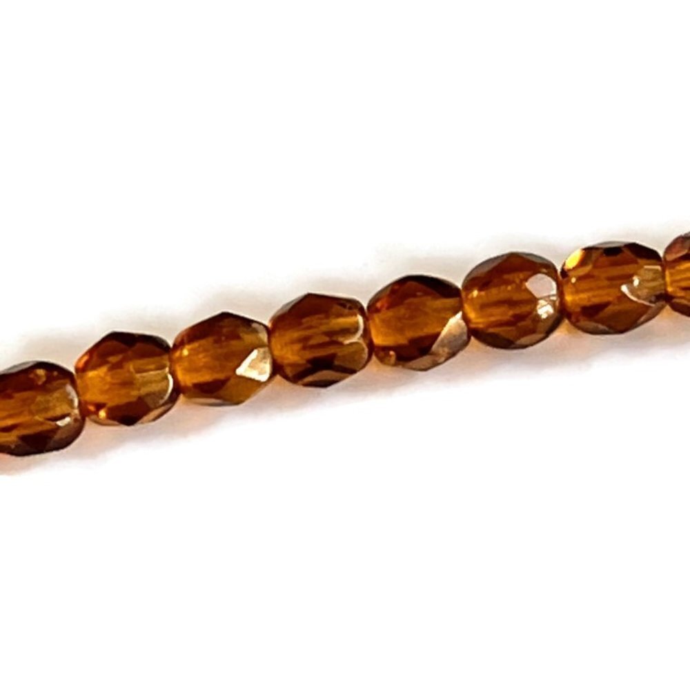 As Low As $2 Treacle FirePolished Faceted Round Czech Beads 4x3.8mm (40)